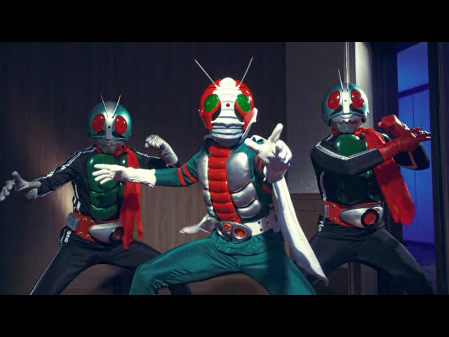 仮面ライダー1号・2号・V3が夢のCM共演！アクション満載の迫力戦闘