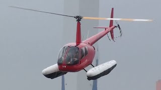 Helicopter Robinson R44 Clipper II JA123B Takeoff/水上ヘリコプター