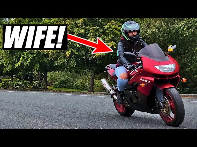 My Wife's First Time Riding a Kawasaki ZX-9R! - YouTube