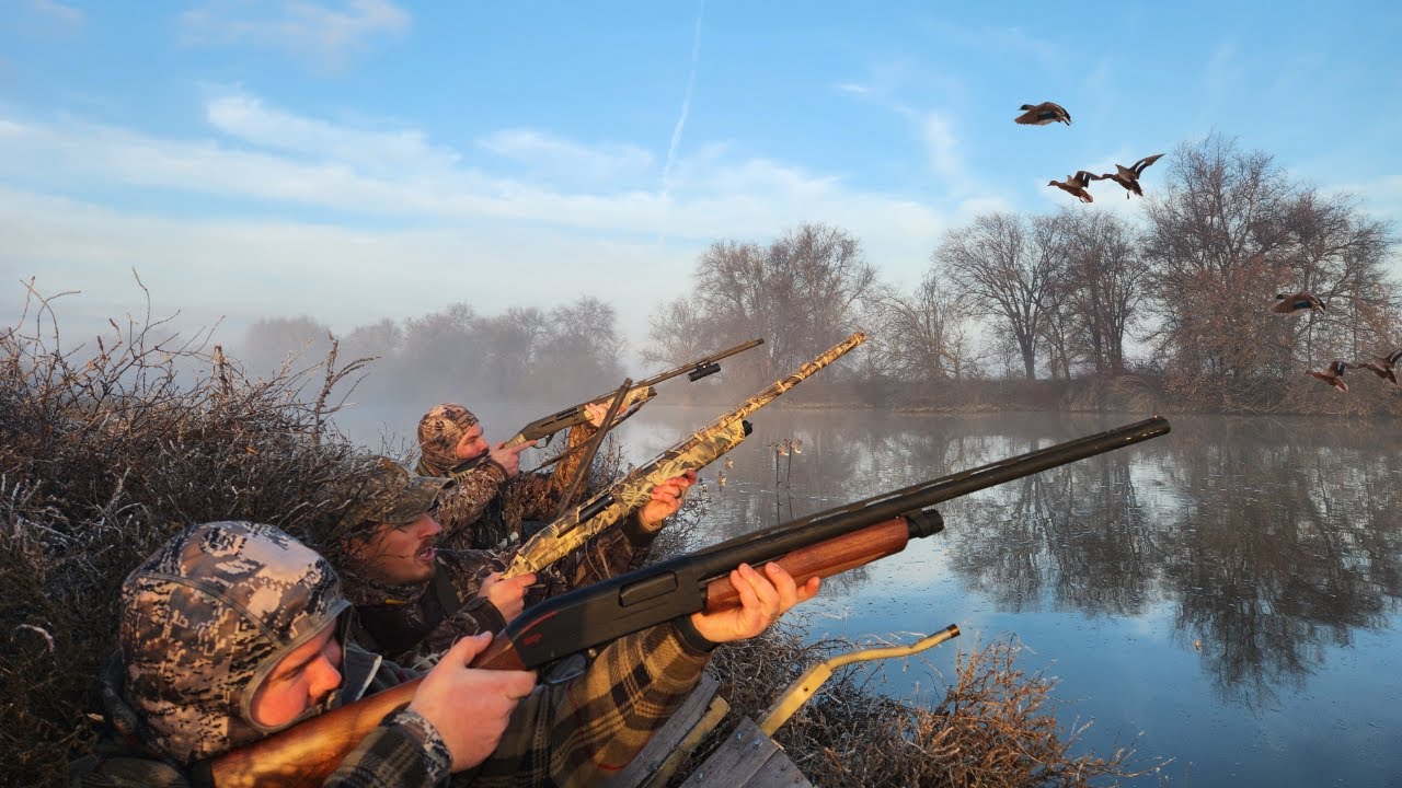 Hunting from a boat blind for our final duck hunt! Crushed em