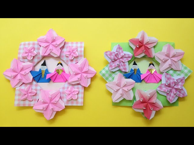 折り紙 雛人形のリースの作り方 4 Origami Japanese kimono doll