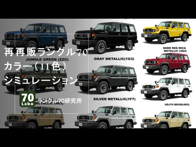 再再販ランクル70カラーシミュレーション（11色） - YouTube