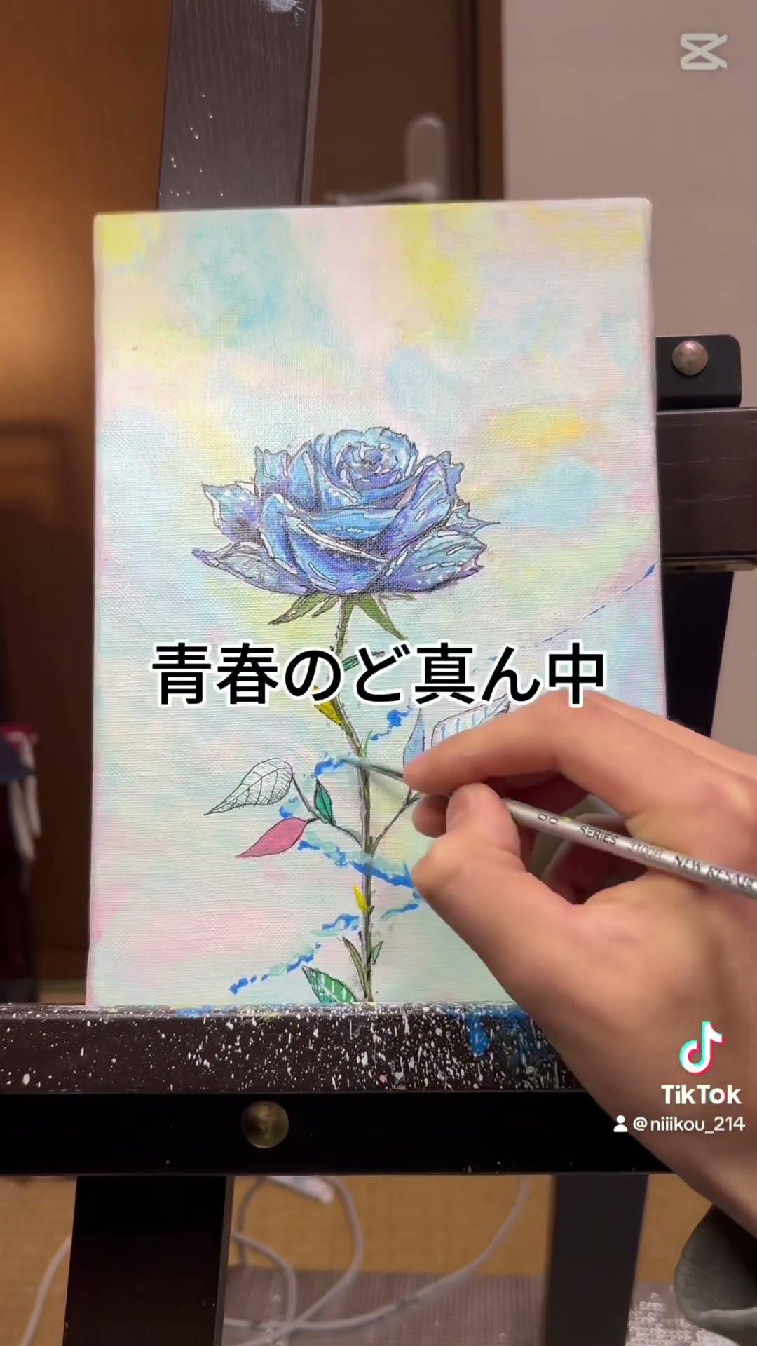 夢を応援する青い薔薇。#アート #acrylicscenery #painting #art