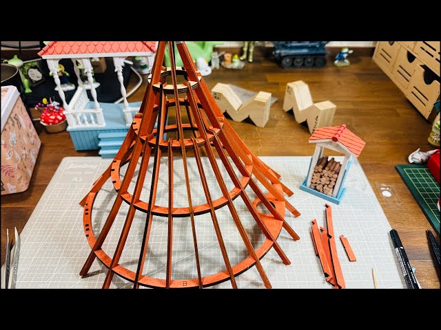 シャンデリア設置！ムーミンハウス68号続き「屋根枠と3階階段」の組立