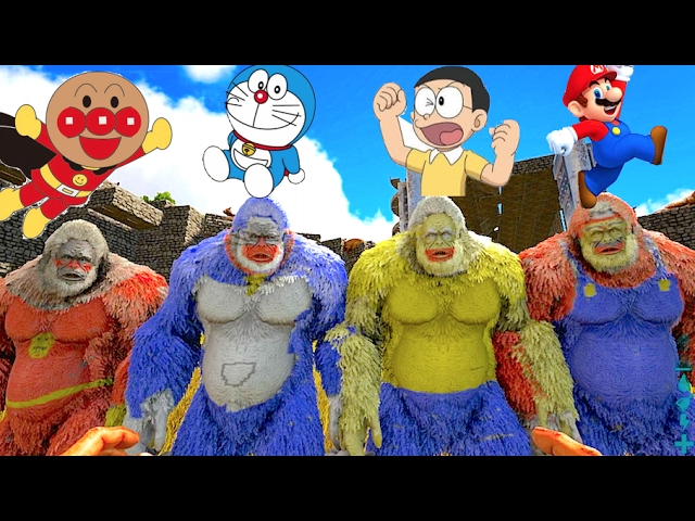 ARK】（Mario vs Doraemon vs Nobita vs Anpanman）Anime OMG!!! - YouTube