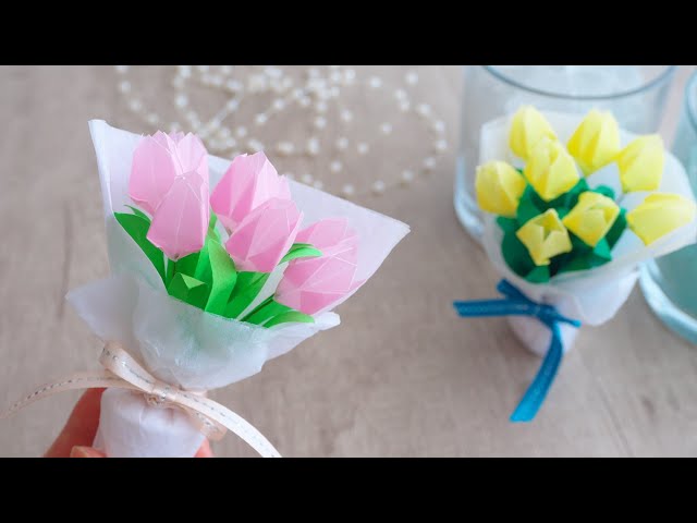 Standing Bouquets: Crafting Adorable Mini Tulips from Paper