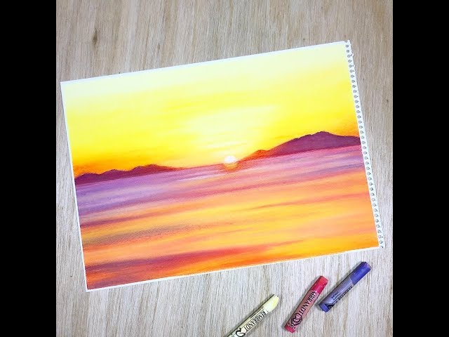 How to draw a sunset on the sea with soft pastels - YouTube