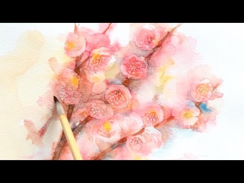 水彩画]紅梅を描く/watercolorpainting /制作過程 - YouTube