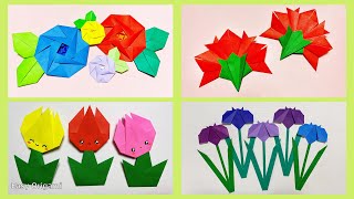 折り紙】バラ🌹チューリップ🌷カーネーション あやめ How to make Rose
