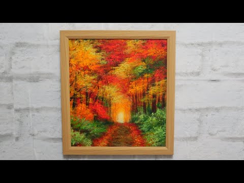 油絵】【秋の森の道】#油絵 #手書き #アート #絵画 #絵 #油彩画 #美術