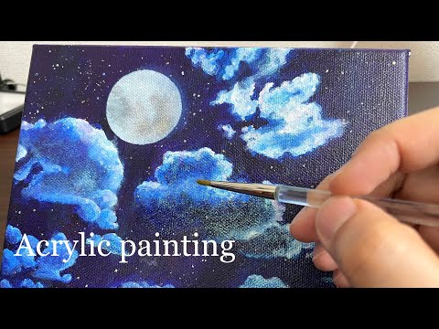 幻想的な夜空をアクリル絵の具で描く【メイキング】Painting the