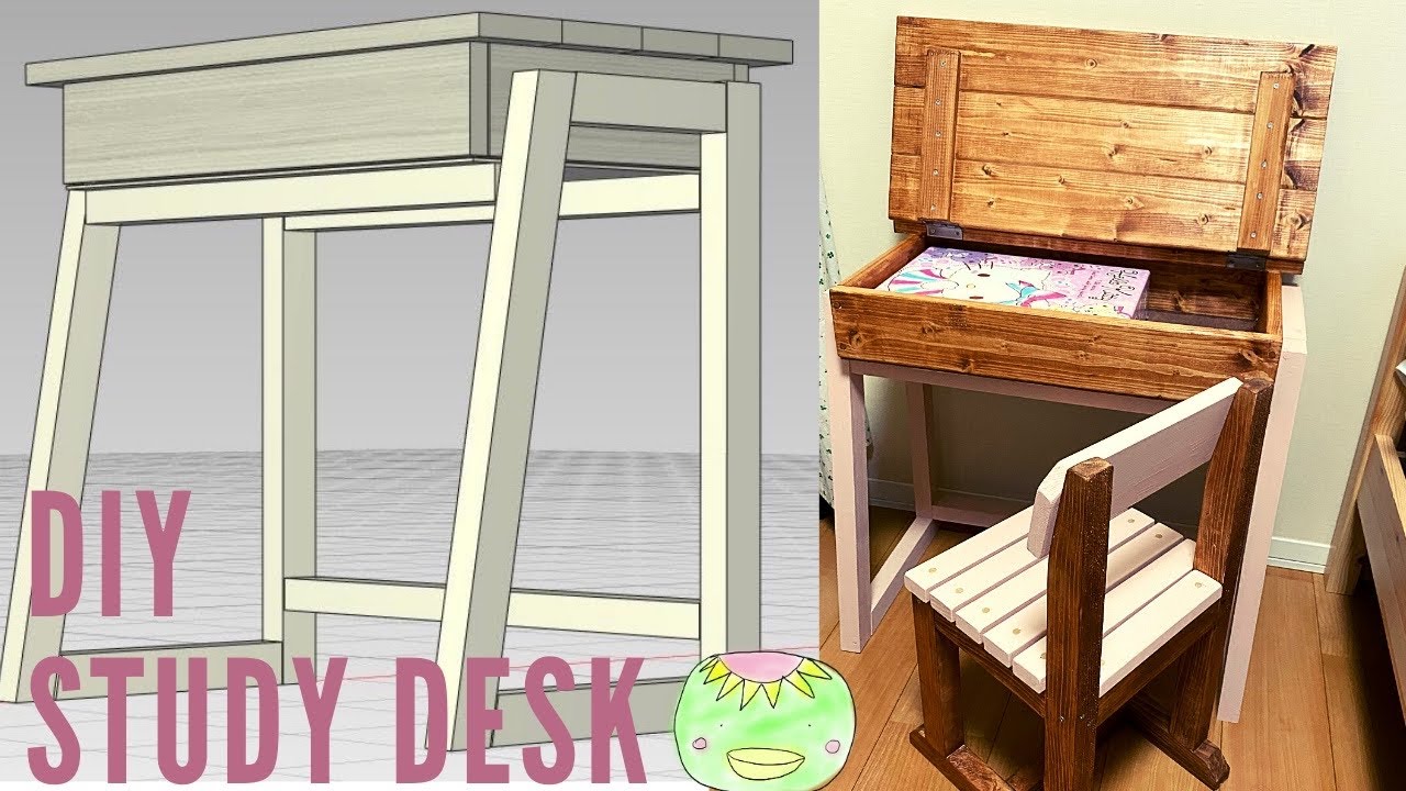 Diy 収納たっぷり手作り学習机 ピカピカの小学1年生と一緒に作る