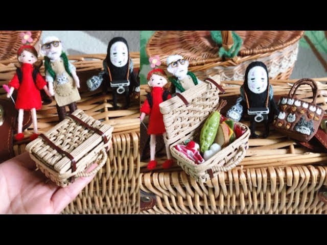 手作りミニチュアピクニックかごバッグ☆クラフトバンドで作りました