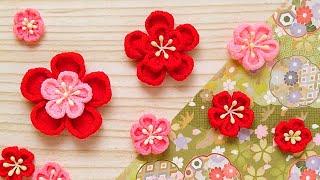 簡単かわいい】つまみ細工✨梅の花の作り方 How to make plum blossom