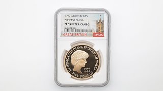 1999 英国 ダイアナ妃追悼記念 5ポンド 金貨 プルーフ NGC PF 69 UC 準