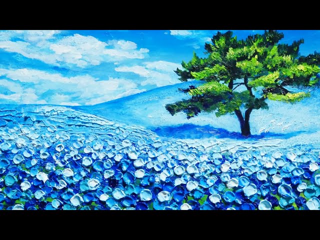 ネモフィラ畑】#油彩画 #芸術 #油絵 #絵 #アート #oilpainting #oil