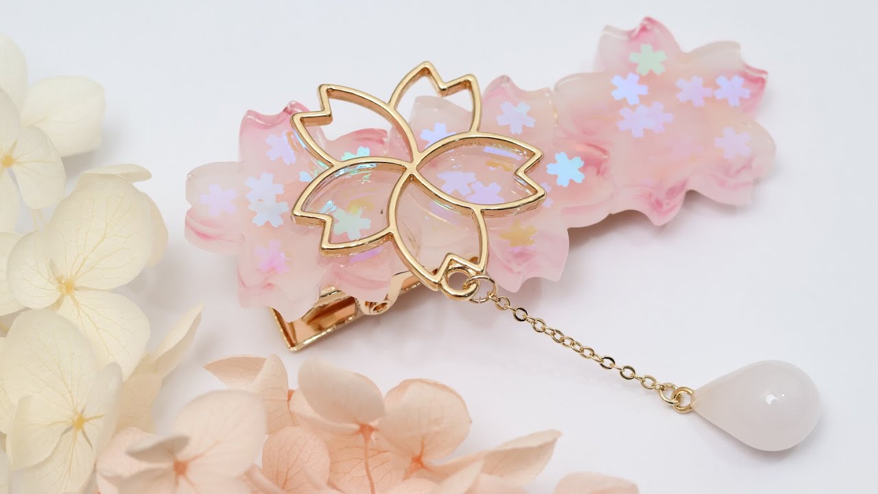 作家のためのレジン】春まっさかり！ひらひら桜のヘアアクセサリーの