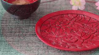 村上木彫堆朱 藤井漆工 干菓子盆 伝統工芸品 木製 プレート | MUKU工房