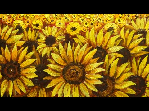 油絵】【空と雲のひまわり畑】 #油絵 #手書き #アート #絵画 #絵 #油彩