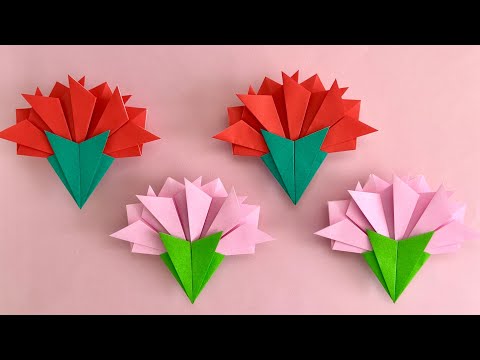 折り紙】 超簡単！カーネーション 折り方 母の日 Origami Easy How to