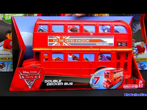 7-CARS Double Decker Bus Playset CARS 2 Topper Decking İ Disney