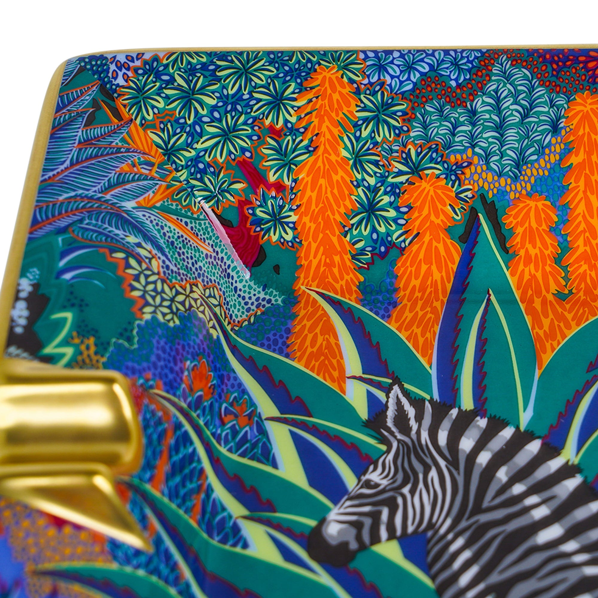 Hermes Mountain Zebra Ashtray Chlorophylle Limoges Porcelain