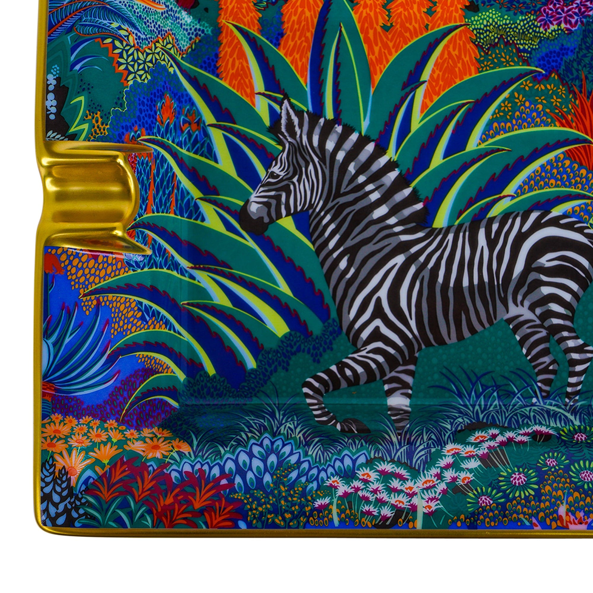 Hermes Mountain Zebra Ashtray Chlorophylle Limoges Porcelain