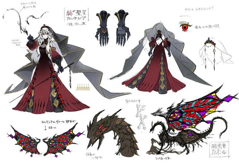 赫の聖女カルテシア』『赫焉竜グランギニョル』設定画公開｜羽が格好良