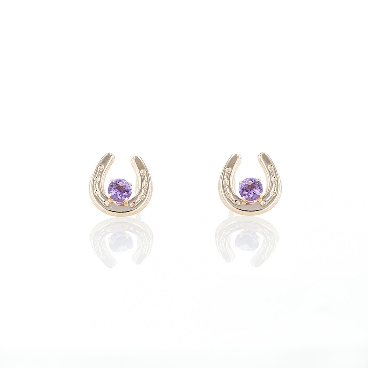 K10 YG ホースシュー 馬蹄 アメジスト ピアス | IKEDAジュエリーオンライン