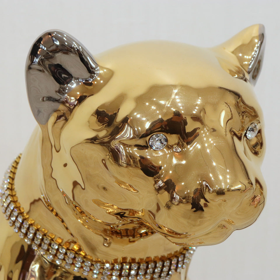 イタリア レオパード AHURA 陶器 置物 オブジェ 風水 縁起物 パンサー