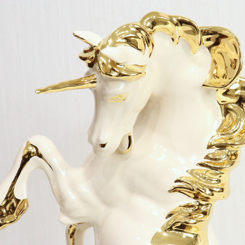 イタリア ユニコーン AHURA 陶器 置物 オブジェ 風水 縁起物 馬