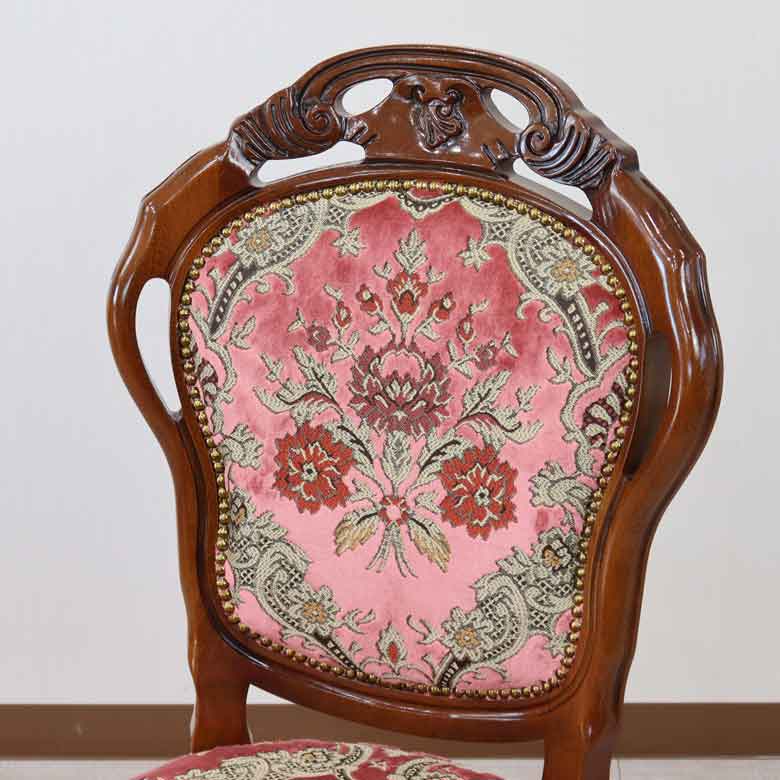 イタリア ダイニングチェア ピンク・金華山 猫脚 – 輸入家具の