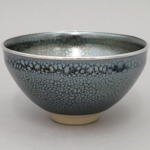 茶器/茶道具 抹茶茶碗】 油滴天目 覆輪：本銀 田中万祥作 – 今屋静香園