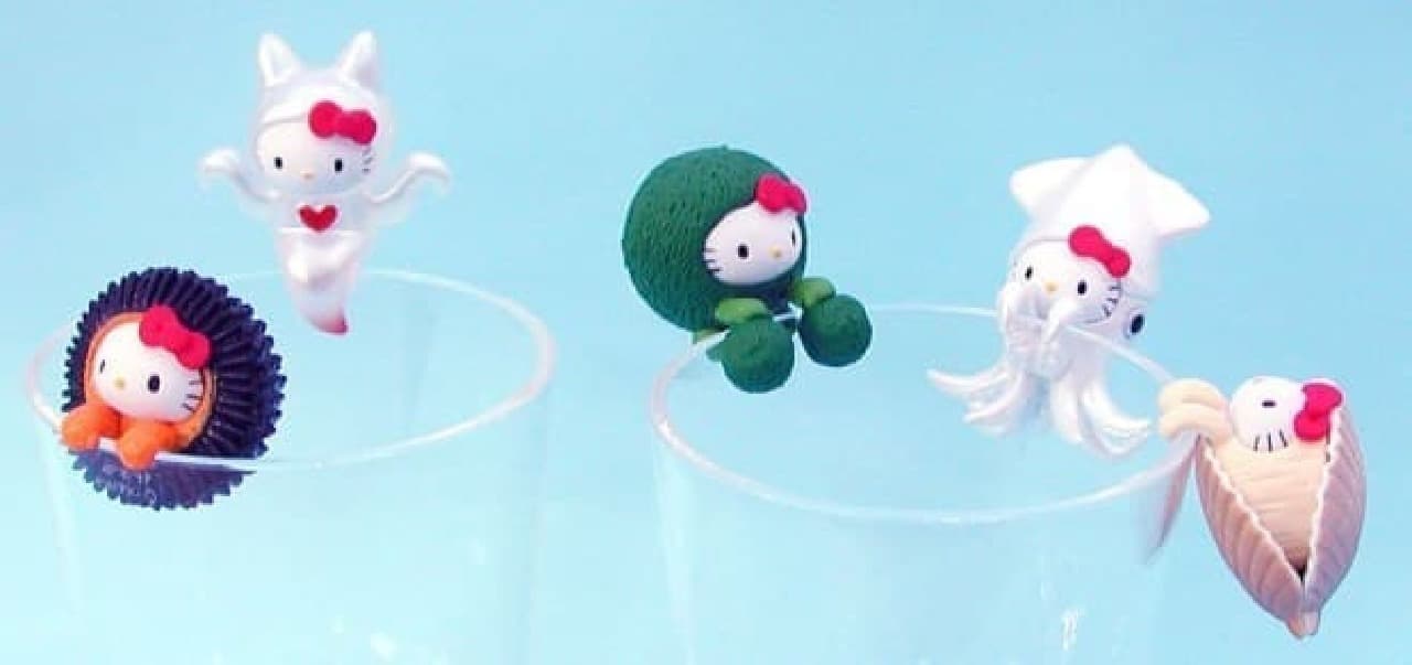 コップのフチに“ホタテ”や“ウニ”なキティちゃん―「コップのフチの仲間