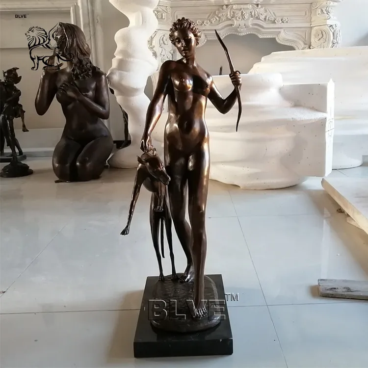 現代アート装飾金属作品 裸の狩猟女神 ブロンズ アルテミス像 - 中国