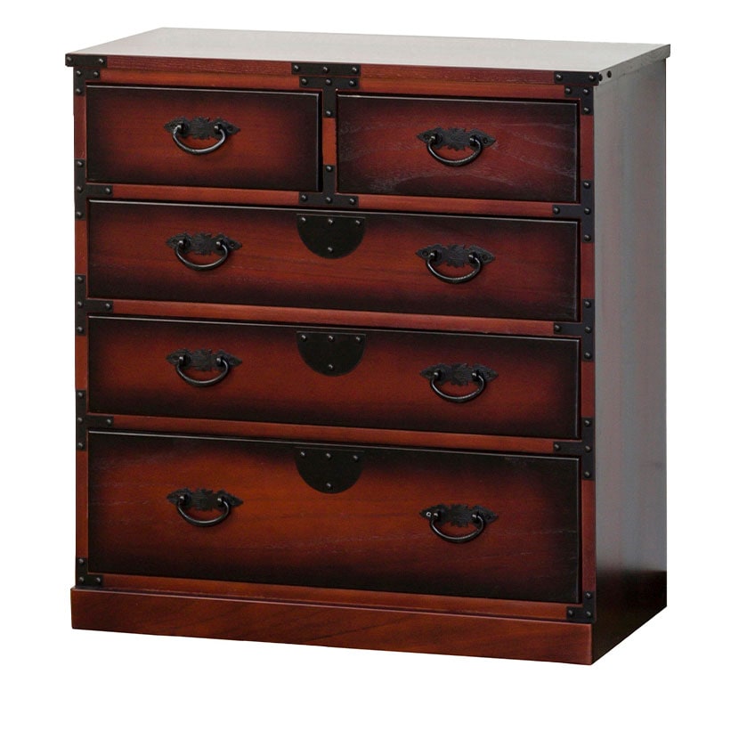 送料無料】 民芸調 引出箪笥 和タンス 収納棚 引き出し 和風 天然木 桐