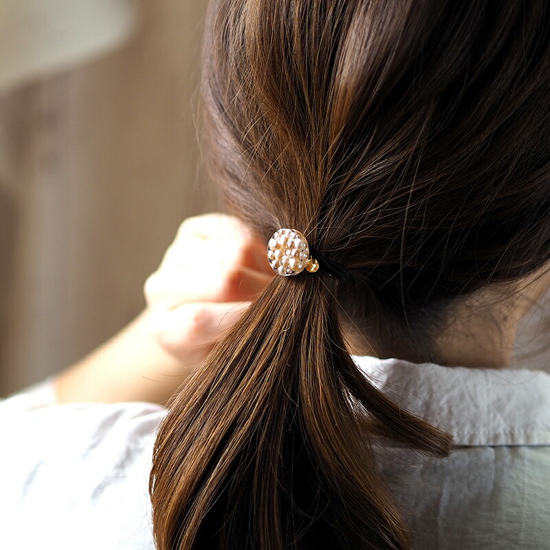 楽天市場】ヘアゴム ミックスパール サークル ゴールド プレート 直径