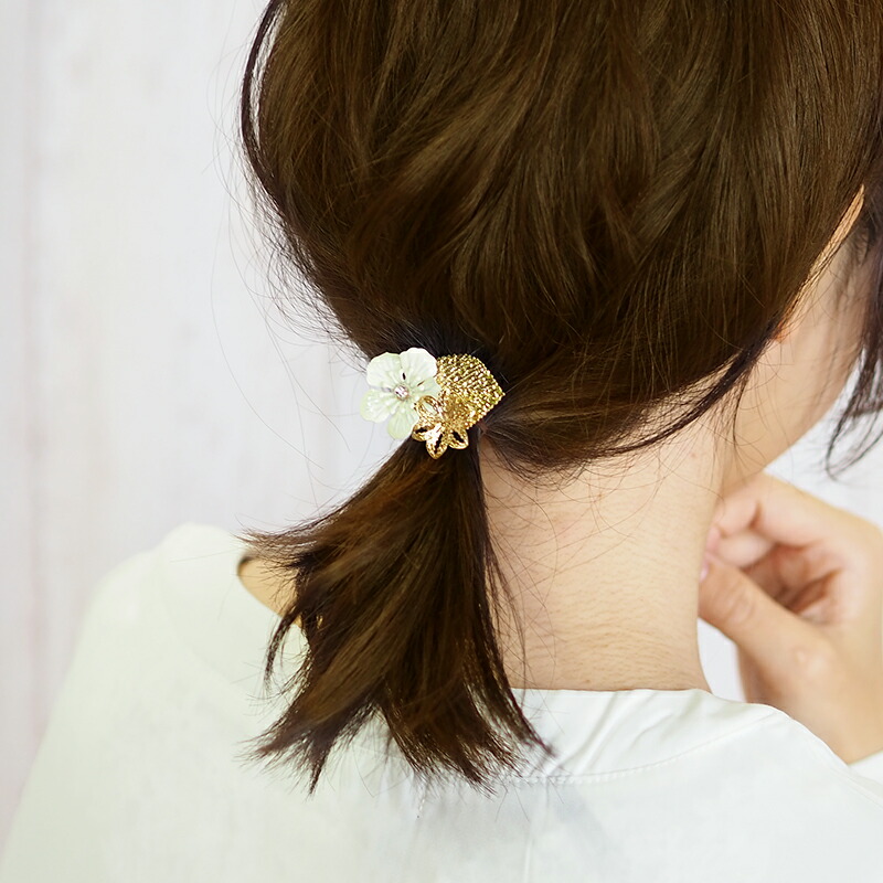 楽天市場】ポニーフック ヘアフック ヘアカフス ゴールド リーフ 花