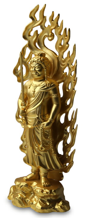 仏像 不動明王 金 21cm