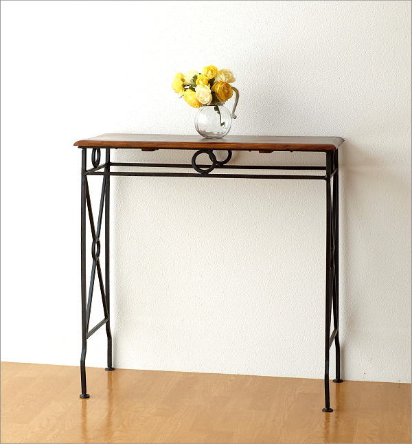 楽天市場】コンソールテーブル 玄関 おしゃれ 木製 アイアン 鉄脚