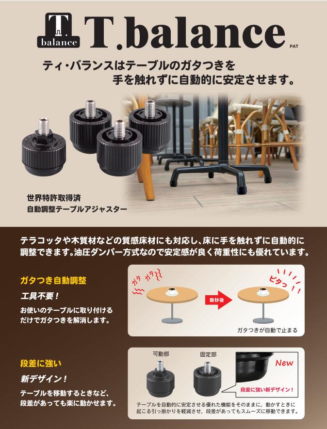 楽天市場】T.B自動調整アジャスター4脚用 BALANCE4-2-2 ネジ径8mm 可動