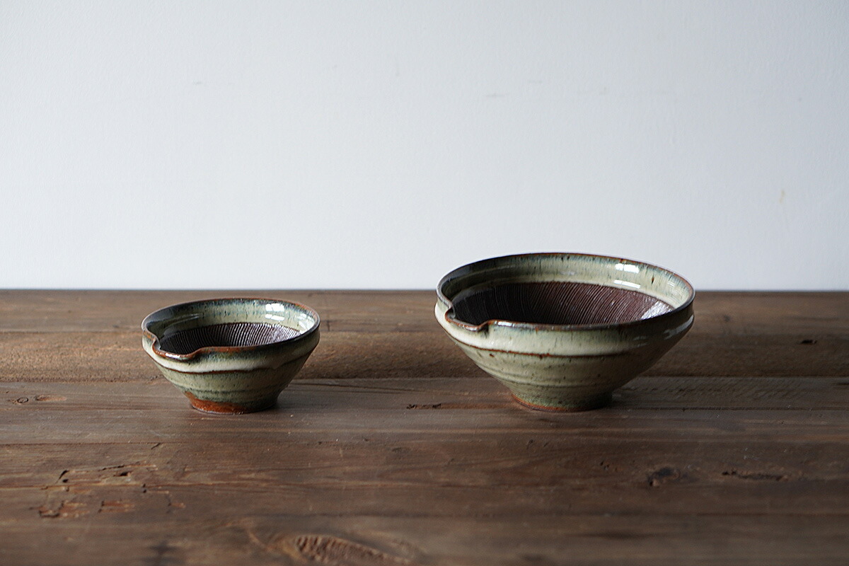 山只華陶苑 ｜ すり鉢 6寸 4寸 ワラ灰 JUJU mortier 美濃焼 高田焼