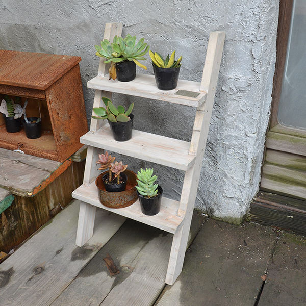 楽天市場】フラワースタンド 木製 ガーデニング スリーステップラダー