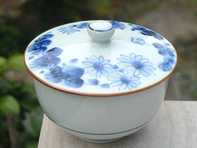 染草花蓋付汲出碗 菊単品 - 京焼清水焼 松韻堂