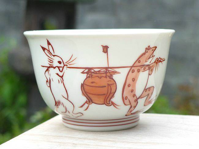 高山寺鳥獣戯画赤絵汲出碗 - 京焼清水焼 松韻堂