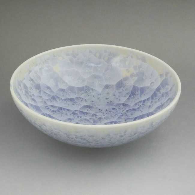 花結晶平茶碗 銀藤 陶あん - 京焼清水焼 松韻堂