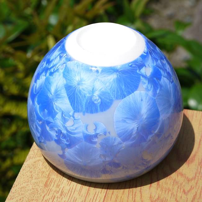 花結晶お茶呑茶碗 青単品 陶あん - 京焼清水焼 松韻堂