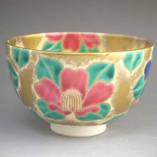 仁清椿抹茶茶碗 如山 - 京焼清水焼 松韻堂