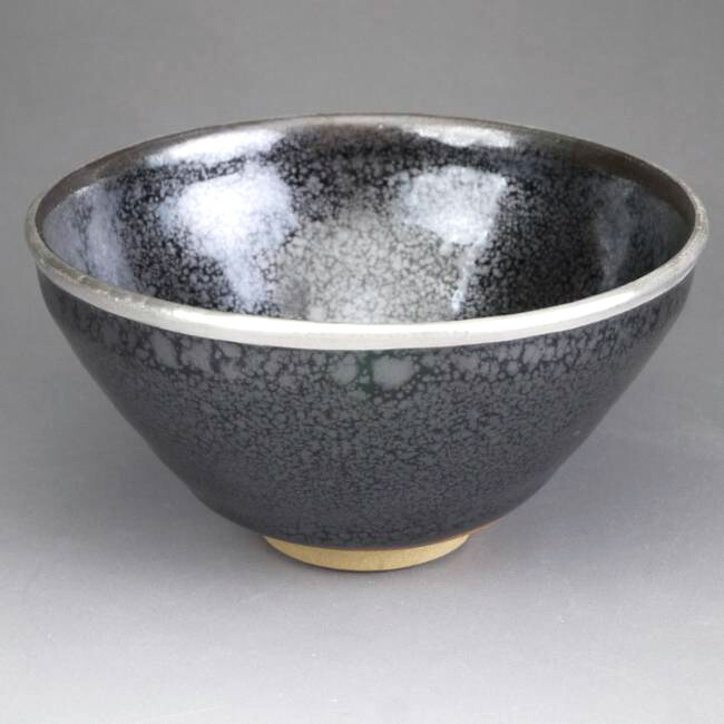 油滴天目茶碗 覆輪銀塗仕上げ 桶谷定一 - 京焼清水焼 松韻堂