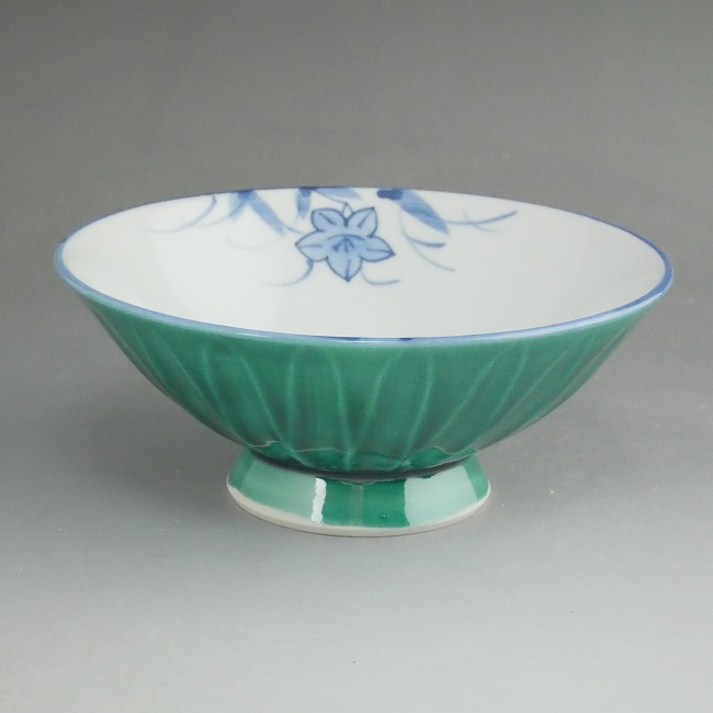 青交趾削ぎご飯茶碗 小 - 京焼清水焼 松韻堂